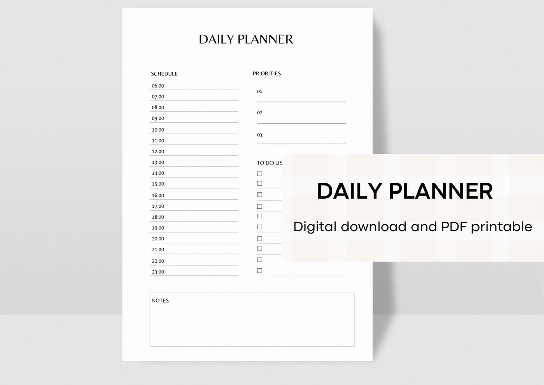 Printable Daily Planner Insert Daily Schedule PDF Planner To Do List Etsy