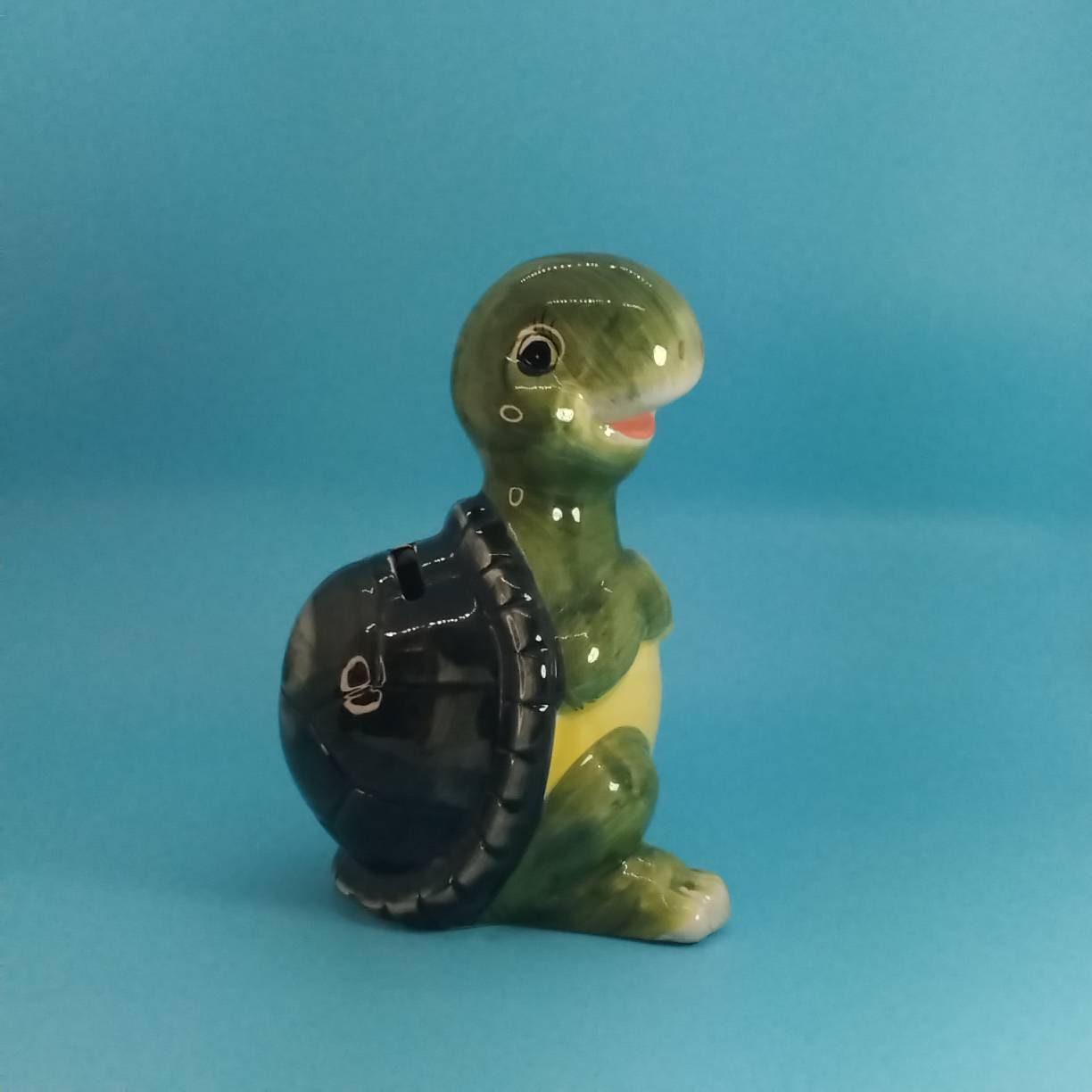 Figurine Turtle Coin Bank Turtle Bank Green Standing Etsy Canada