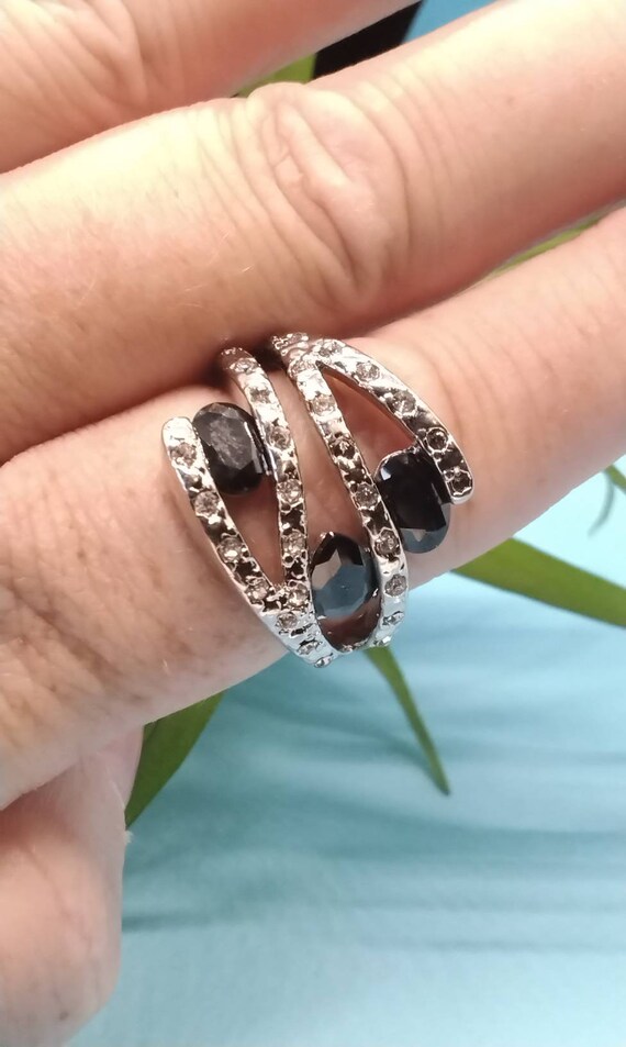 Vintage Silver Tone Multi-Layer Statement Ring wi… - image 6