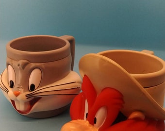 Vintage Looney Tunes 3D Mugs, Bugs Bunny & Yosemite Sam - Etsy