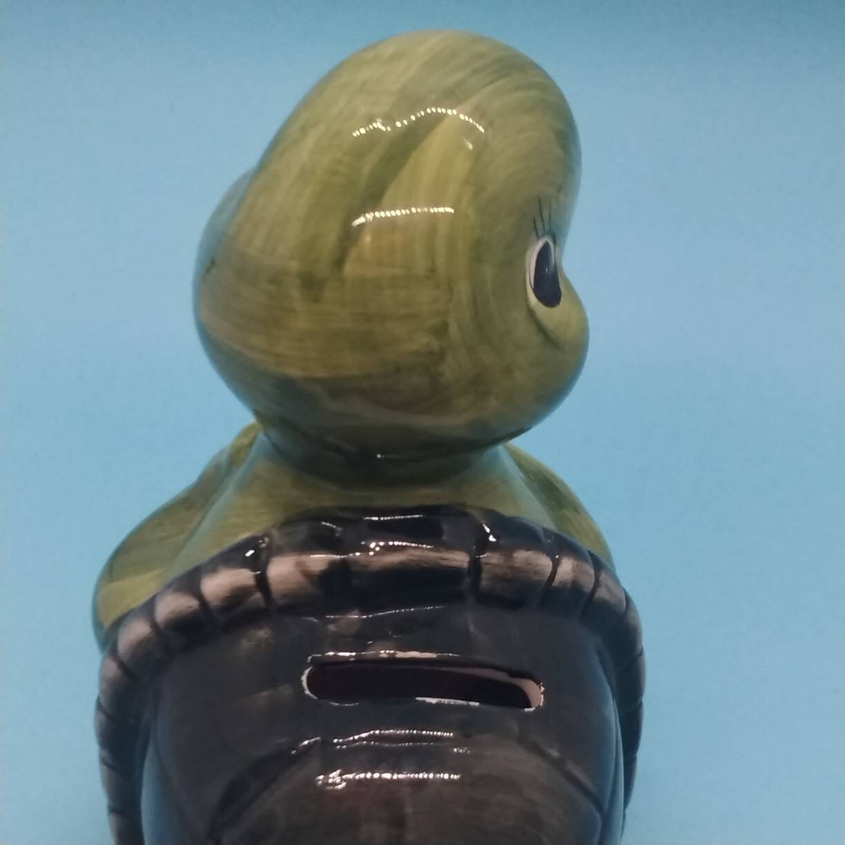 Figurine Turtle Coin Bank Turtle Bank Green Standing Etsy Canada