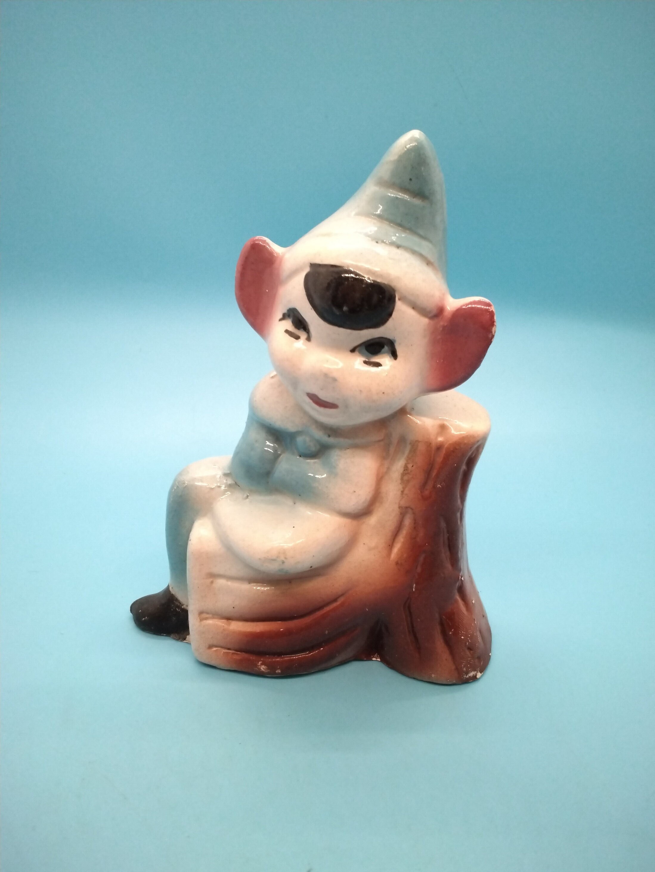 Figurine, Pixie, Blue Pixie, Pixie on A Tree Log