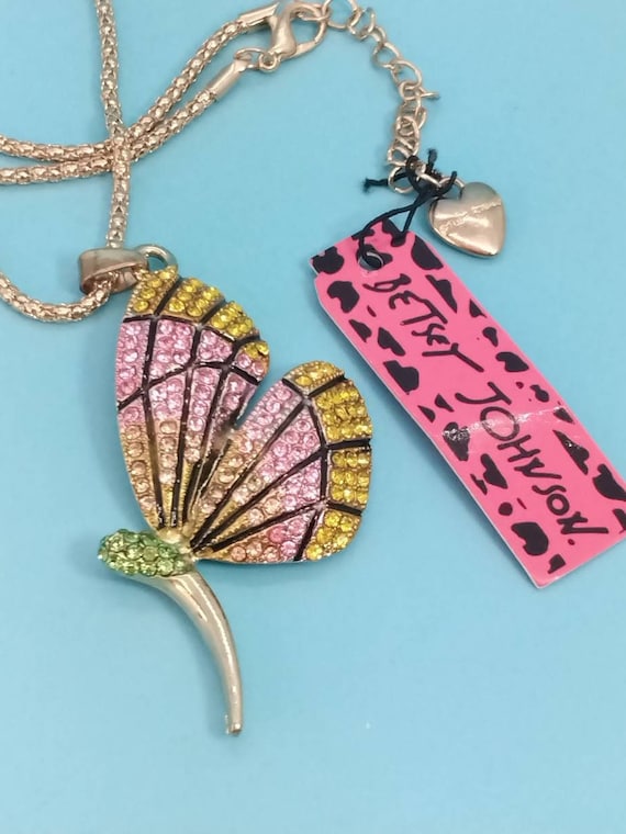 Jewerly, Necklace, Butterfly Pendant, Colored Rhi… - image 9