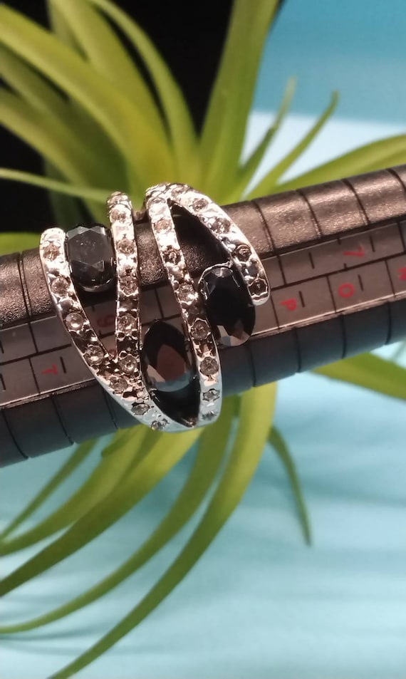 Vintage Silver Tone Multi-Layer Statement Ring wi… - image 3