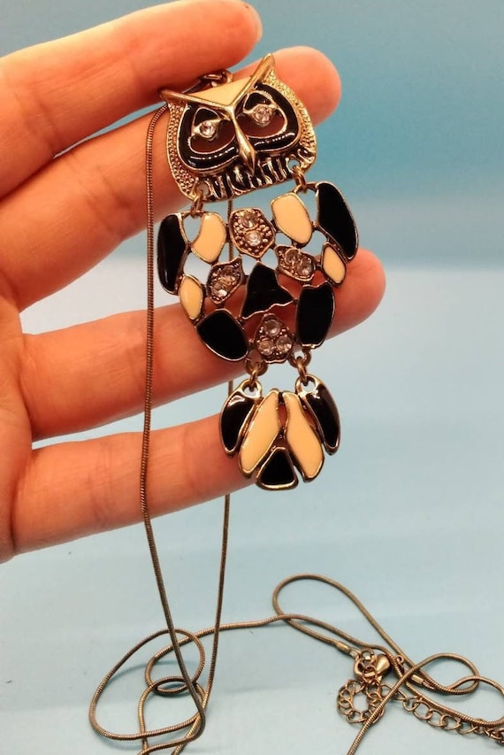 Owl Alloy Pendant With Jewelry Wooden Necklace Long Sweater Chain