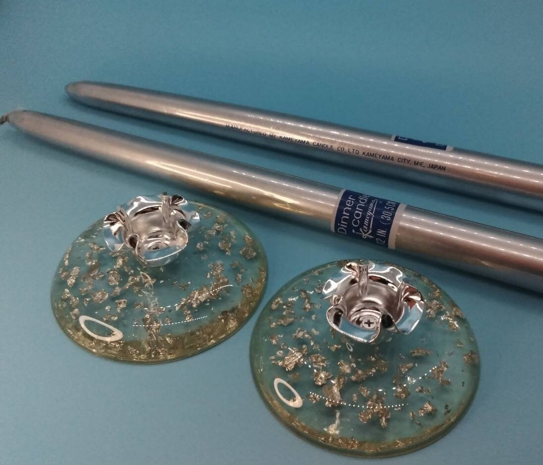 Home Decor, Lucite Metal Candle Holders, Silver Kameyama Candles