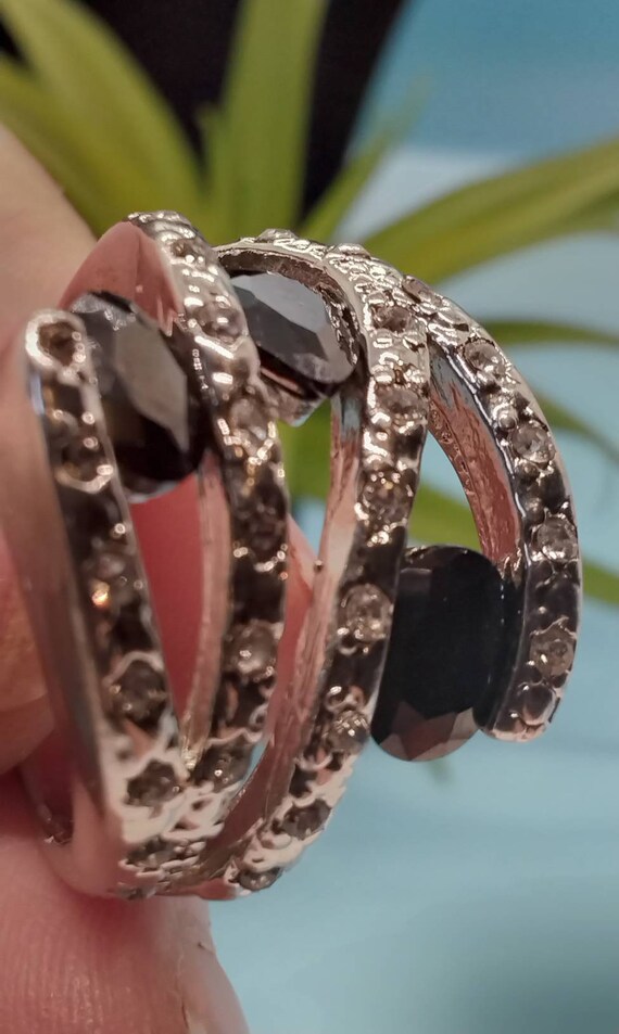 Vintage Silver Tone Multi-Layer Statement Ring wi… - image 7