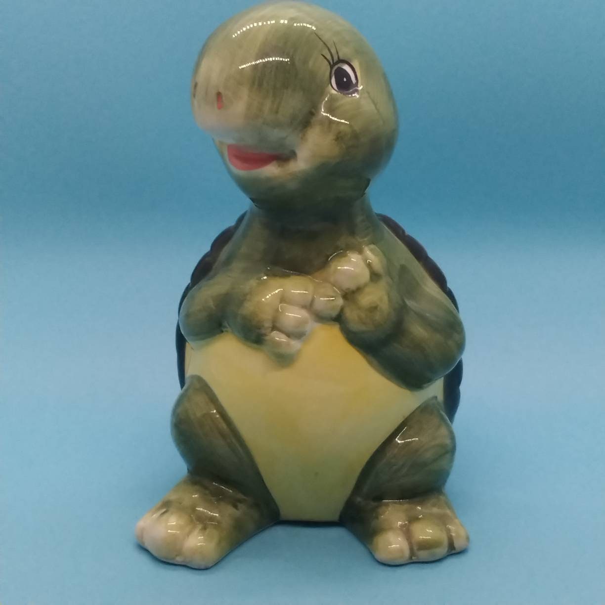 Figurine Turtle Coin Bank Turtle Bank Green Standing Etsy Canada