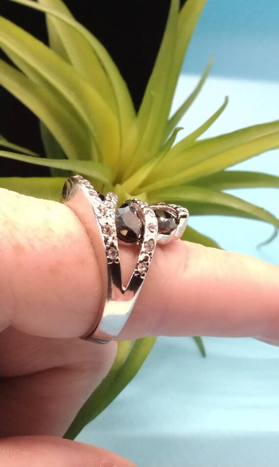 Vintage Silver Tone Multi-Layer Statement Ring wi… - image 4