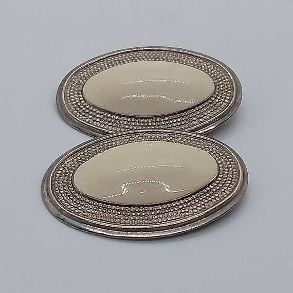 Jewelry, Earings, Clip Ons, Large Oval, Pressed M… - image 2