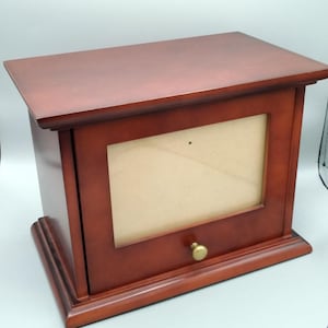 Vintage Wooden Photo Storage Box, 112 Photo Keeper, Brass Knob Drawer