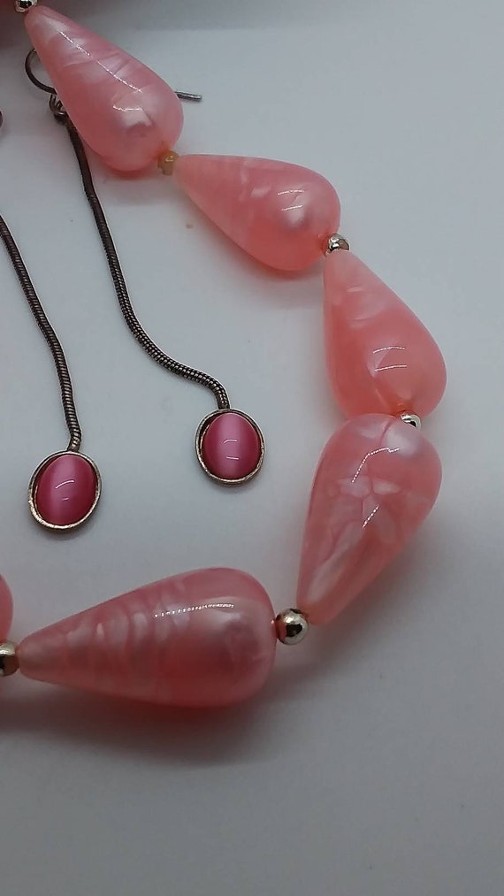 Jewelry, Necklace And Earings, Pink, Teardrop Bea… - image 2