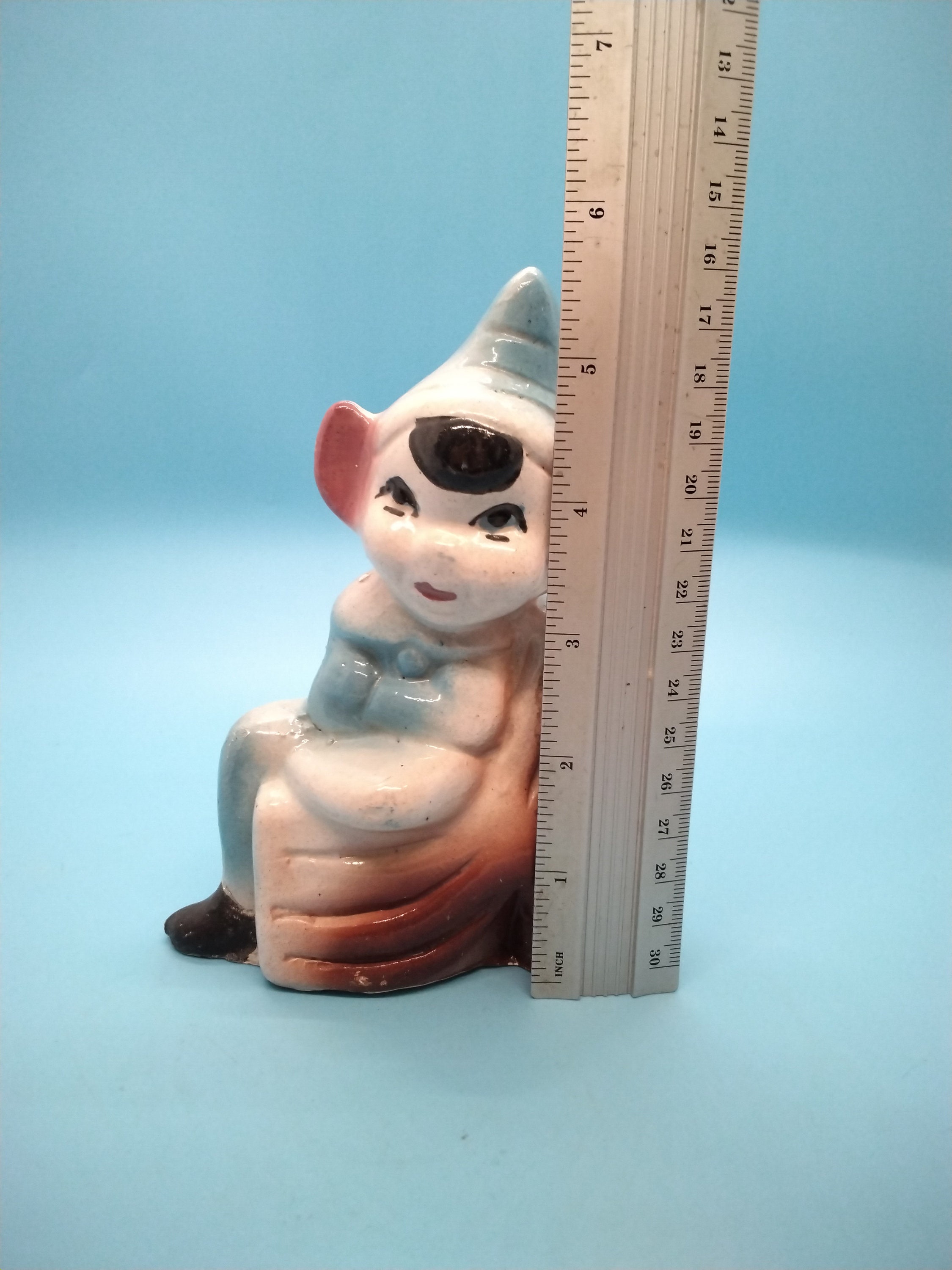 Figurine, Pixie, Blue Pixie, Pixie on A Tree Log