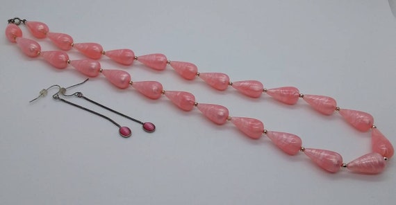 Jewelry, Necklace And Earings, Pink, Teardrop Bea… - image 5