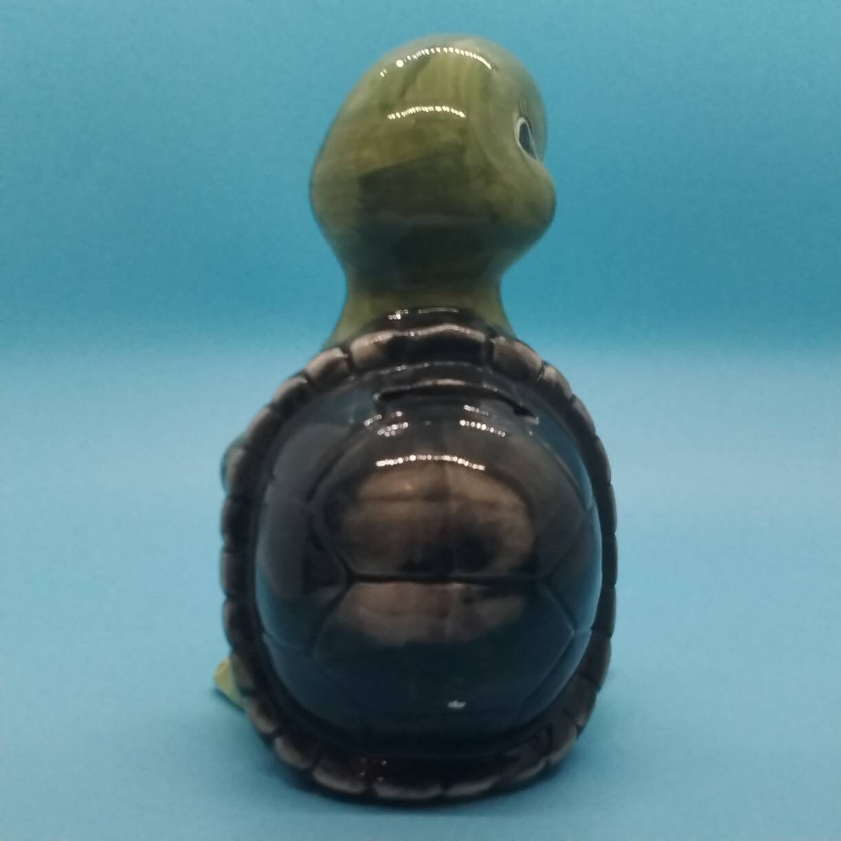 Figurine Turtle Coin Bank Turtle Bank Green Standing Etsy Canada