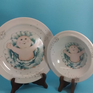 Service de vaisselle vintage pour enfants Cabbage Patch, Porcelaine royale de Worcester, 1984