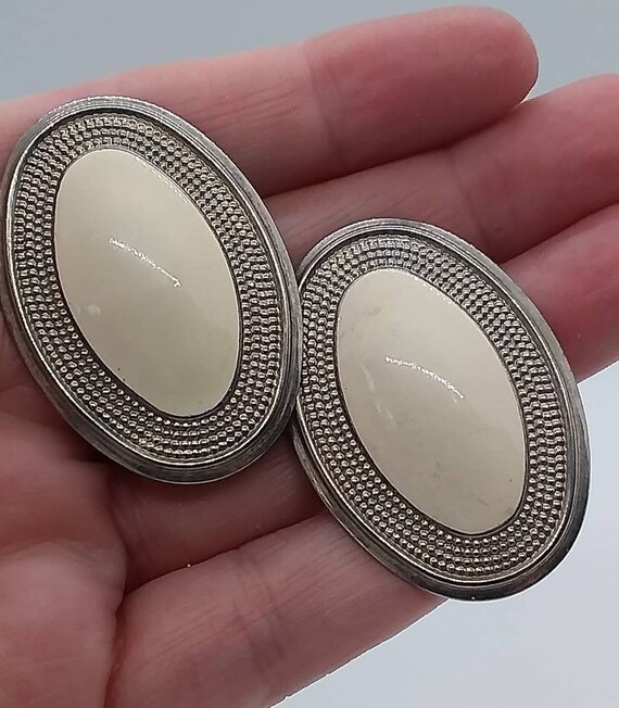 Jewelry, Earings, Clip Ons, Large Oval, Pressed M… - image 4