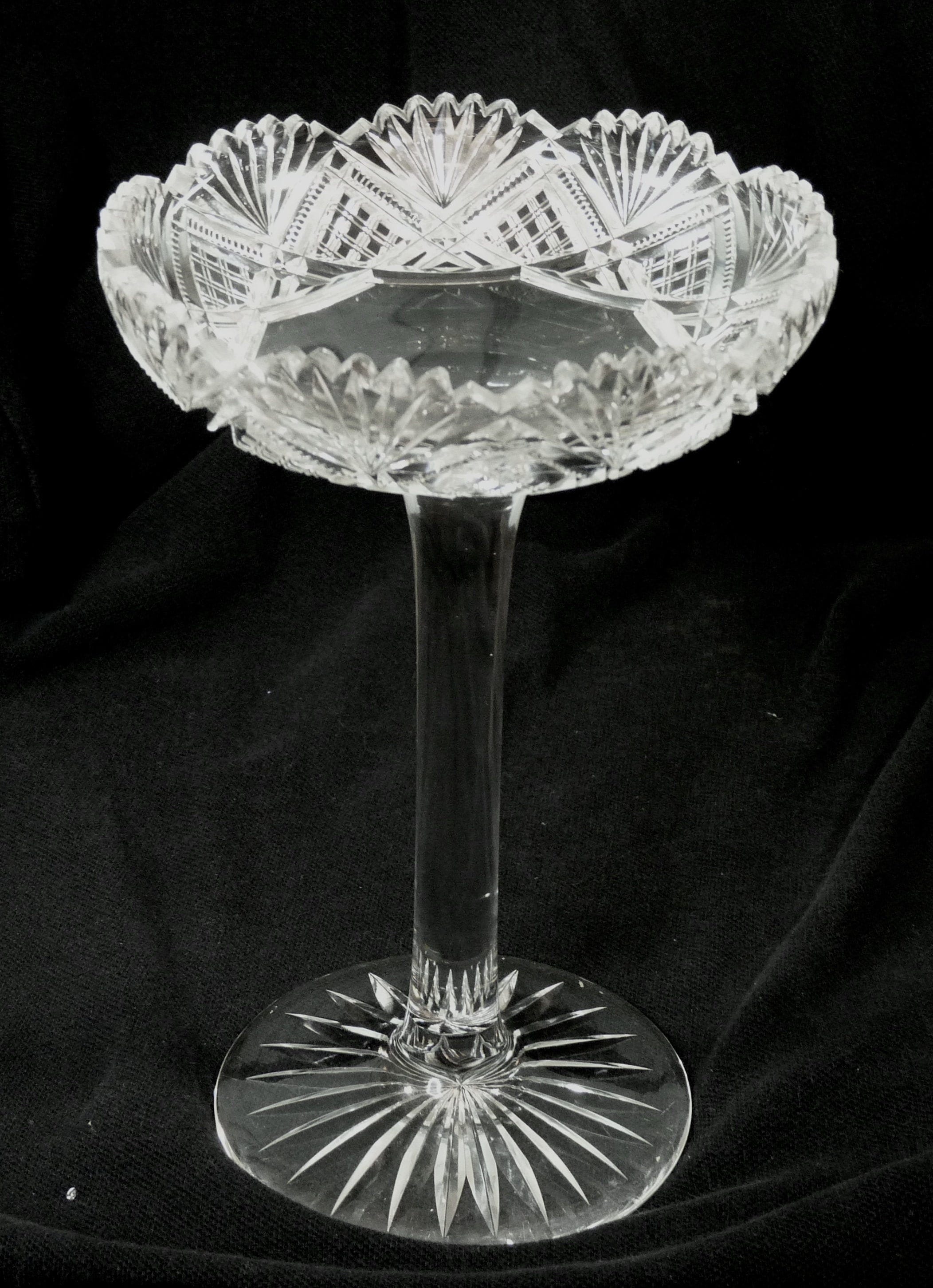 Vintage Lead Crystal Pedestal 9 Bowl w/ Sawtooth Rim Etsy