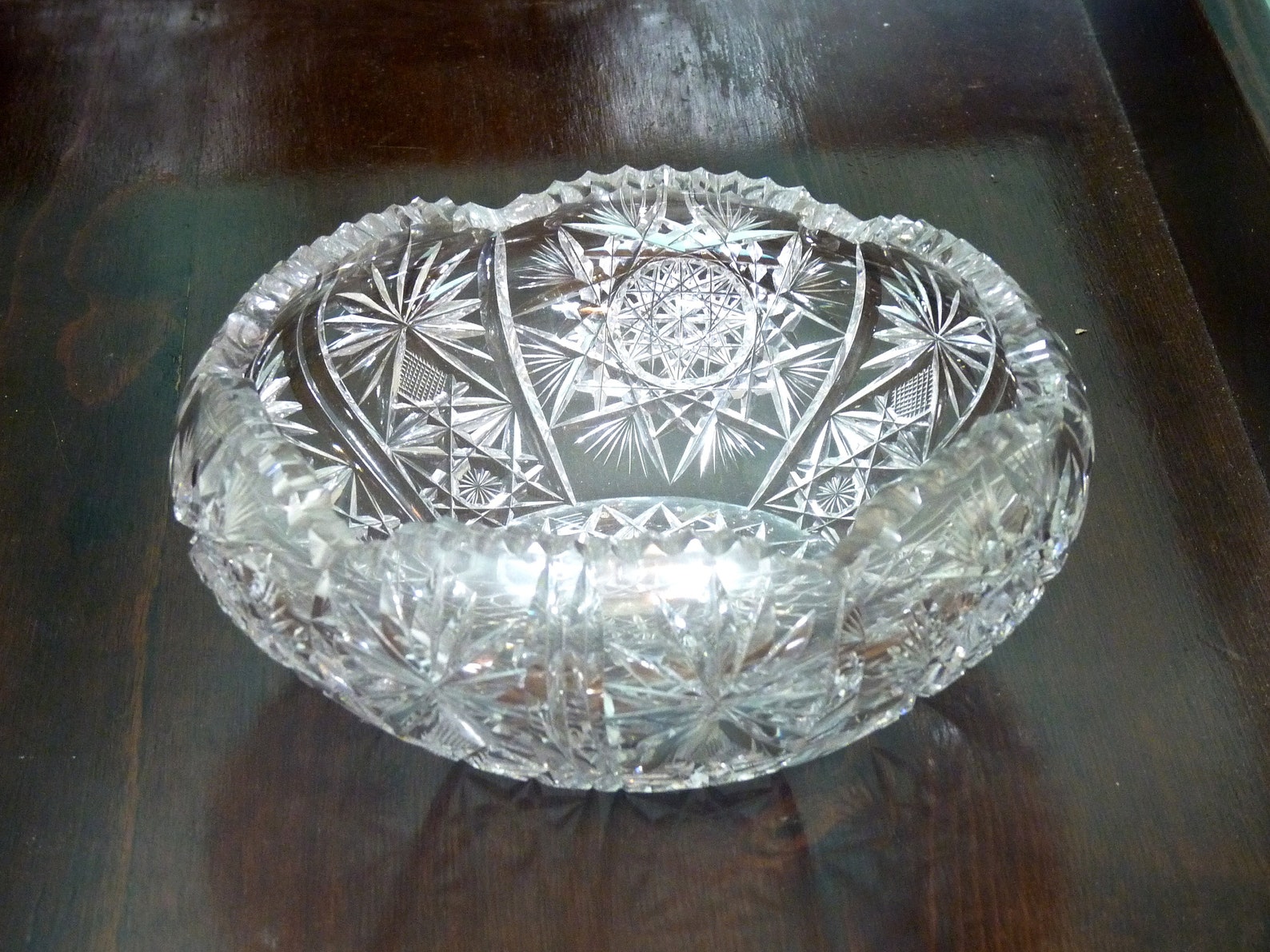 Large Cut Crystal Serving Bowl Etsy