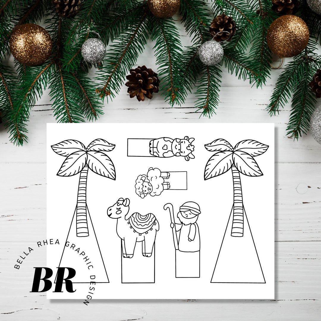 Nativity Scene Colouring Paper Craft Printable Children's - Etsy