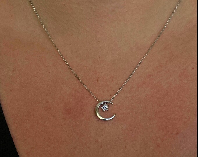 •TINY MOON + STAR COIN• recycled sterling silver necklace