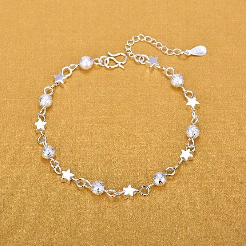 Buy Sterling Silver Star Bracelet Silver Star Jewelry Silver Ball Online in  India - Etsy
