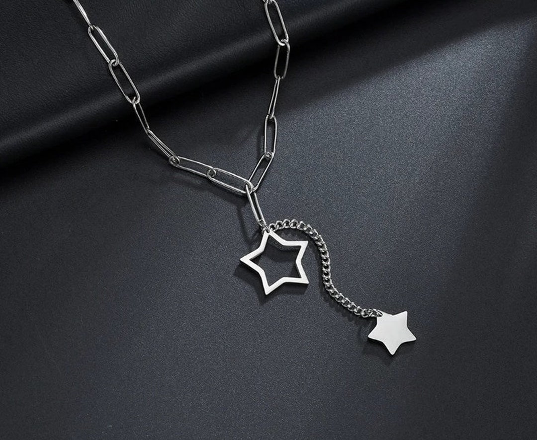 Silver Star Necklace Silver Star Jewelry Star Necklace Silver Double ...
