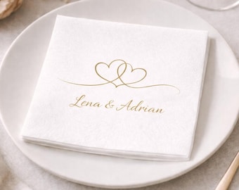 Luxus Servietten personalisiert | Hochzeit Taufe Geburtstag | Hochwertige Tischdeko | Mit Namen Datum Logo