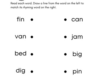 rhyming words printable worksheets kindergarten first grade etsy denmark