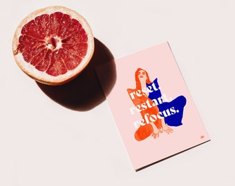 Reset Restart Refocus | Risograph Print Self Care / Xmas card