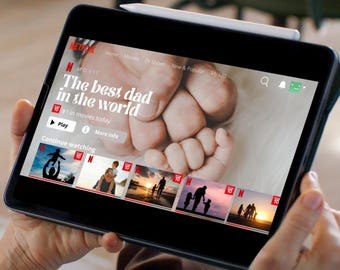 Plantilla de película del Día del Padre de Netflix | Plantilla de vídeo de Canva | Regalo personalizado para papá | Regalo para el Día del Padre DIY | Película personal para papá