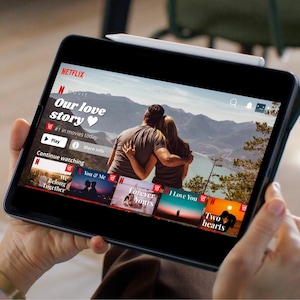 Szablon filmu miłosnego Netflix | Szablon wideo Canva | Spersonalizowany prezent dla par | Romantyczny prezent DIY | Film osobisty