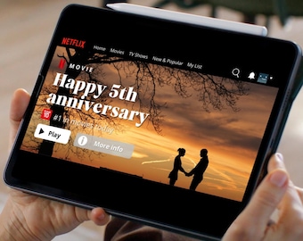Plantilla de aniversario de Netflix | Plantilla de vídeo de Canva | Regalo personalizado para parejas | Regalo romántico DIY | Regalo de aniversario único