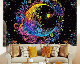 Sun/Moon Mandela Hanging Wall Tapestry  (28 inches/70cm by 39 inches/100 cm)