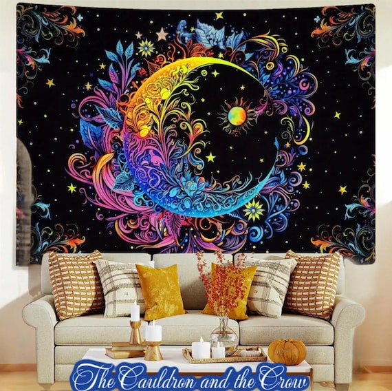 Sun/Moon Mandela Hanging Wall Tapestry  (28 inches/70cm by 39 inches/100 cm)