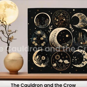 Golden Harvest- Seasons of the Moon Floral Altar Cloth, Pentacle, Tarot, Divination Table Cloth  Size 19.2&quot;