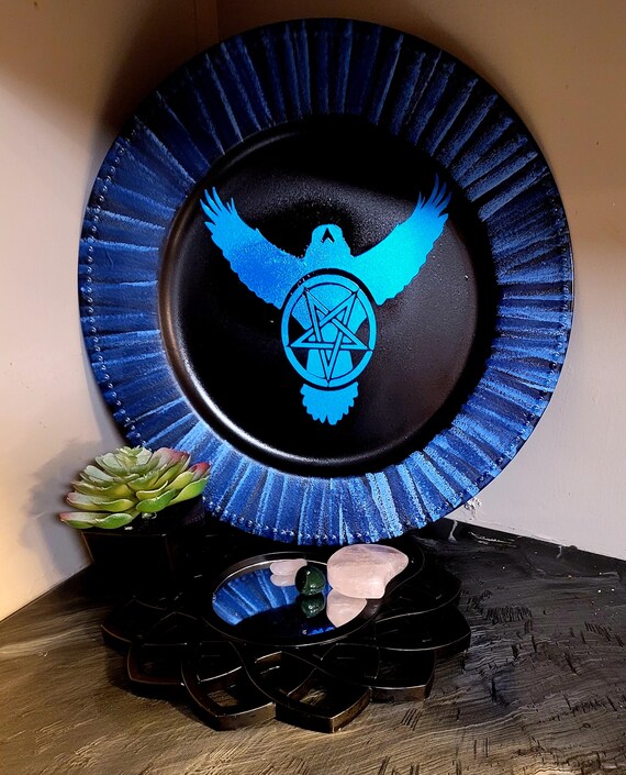 NEW: 13" "Ace of Pentacles" Tray for Crystals, Jewelry, Tarot Cards, Meditation, Altar, Sacred Space (Shown in Blue)