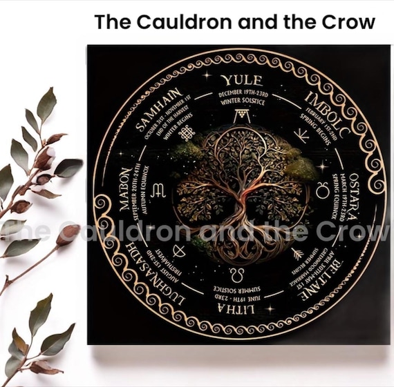 Celtic "Wheel Of The Year" - Tree of Life Altar Cloth, Pentacle, Tarot, Divination Table Cloth Size- (19.2" x 19.2" size)