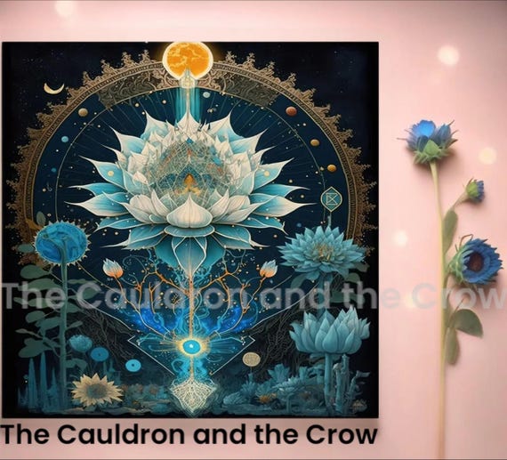 Lotus Flower Boho Altar Cloth, Pentacle, Tarot, Divination Table Cloth Size 29.5"