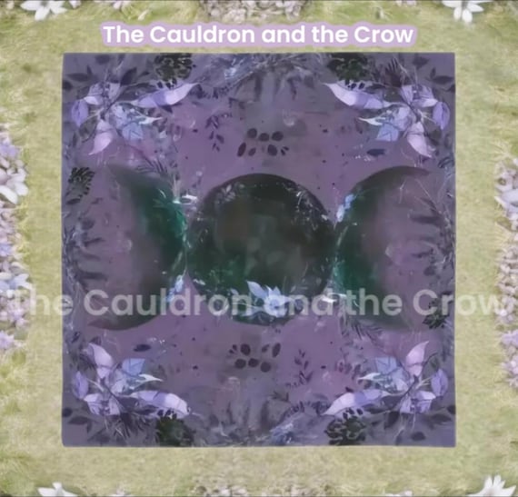 Moonlight Wishes - Triple Moon Altar Cloth, Pentacle, Tarot, Divination Table Cloth Size 19.2"