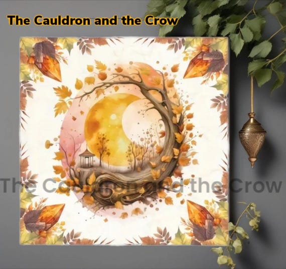 Harvest Moon Tree of Life Altar Cloth/Oracle, Pentacle, Tarot, Divination Table Cloth Size 19.2"