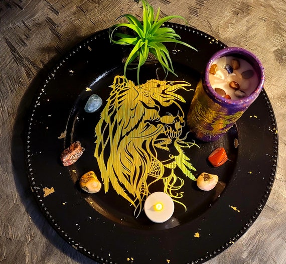 13" Tray for Crystals, Jewelry, Tarot Cards, Meditation, Altar, Sacred Space (Shown in Holographic Vinyl)