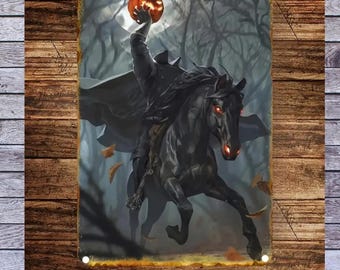 Headless Horseman Metal Sign for Altar, Shrine, Garden or Home Decor