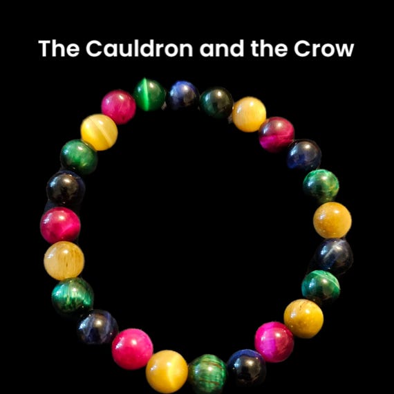 AAA Rainbow (7 Chakras) Cats Eye Bracelet- 8mm Gemstone