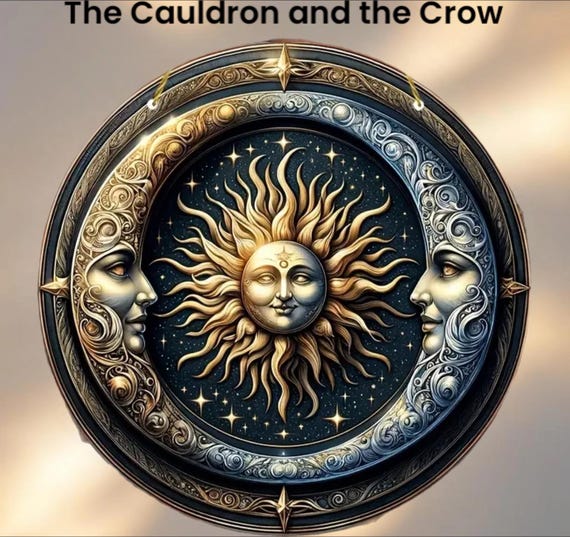Celtic Sun and Moon Metal Sign for Altar, Shrine, Garden or Home Decor