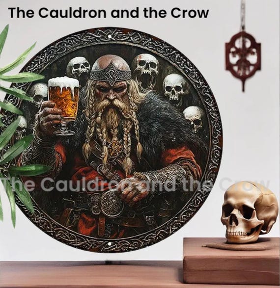 Viking Warrior Celebration Metal Sign for Altar, Shrine, Garden or Home Decor