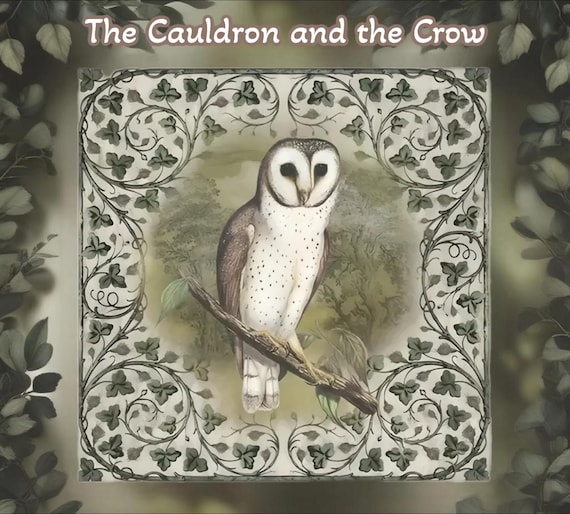 Owl Tarot and Altar Coth with Delicate Floral Border/ Wicca Altar Cloth/Oracle Cloth - Owl + Ivy Divination Table Cloth