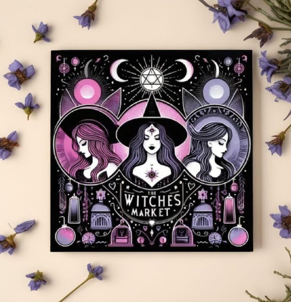 The Witches Market Altar Cloth, Pentacle, Tarot, Divination Table Cloth Size 29.5"
