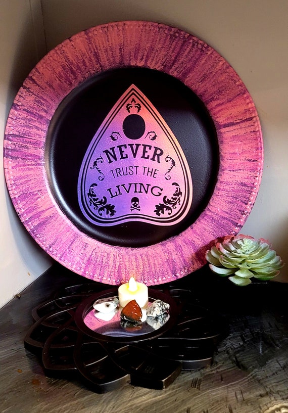 13" Planchette Decorative Trivett Tray - Plate for Crystals, Jewelry, Tarot Cards, Meditation, Altar, Sacred Space (Shown in Pink)
