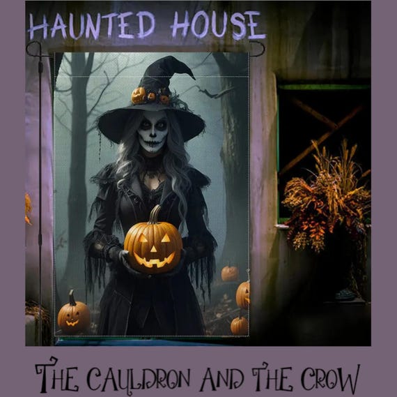 Dark Magic Halloween Witch Garden Flag for patio, lawn, garden, yard, deck, porch, or veranda